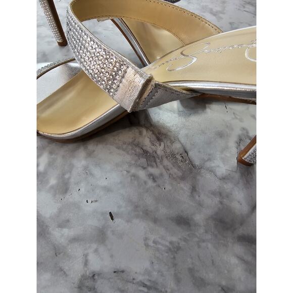 Women Sz 8 Rhinestone Formal Wedding Party Bling Prom Home Coming Strappy Heels - Picture 15 of 15